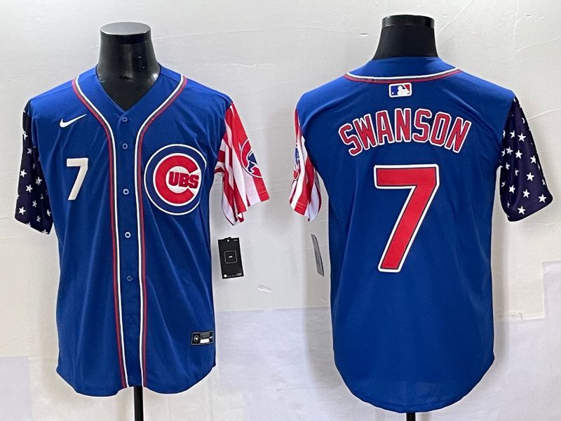 Men 2025 Chicago Cubs #7 Swanson Blue a generation of national flags Joint Name Nike MLB Jersey style 44